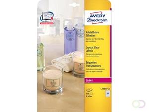 Avery Zweckform Avery transparante Crystal Clear etiketten diameter 40 mm, 600 etiketten, 24 per blad