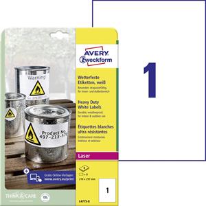 Avery Zweckform Etiketten 210 x 297mm Polyester-Folie Weiß 8 St. Permanent Universal-Etiket