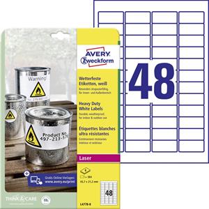 Avery Zweckform Etiketten 45.7 x 21.2mm Polyester-Folie Weiß 384 St. Permanent Universal-Et