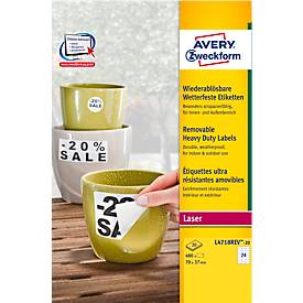 AVERY Avery Zweckform Wetterfeste Etiketten, 70 x 37 mm, ablösbar