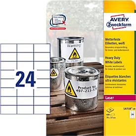 AVERY Avery Zweckform wetterfeste Etiketten, 70 x 37 mm, weiß