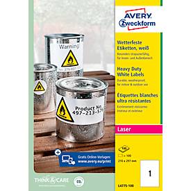 AVERY Avery Zweckform wetterfeste Etiketten, 210 x 297 mm