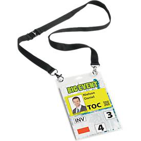 DURABLE Event-Namensschild, mit Textilband, DIN A6, schwarz