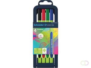 Schneider fineliner Line-Up, etui van 4 stuks in geassorteerde kleuren