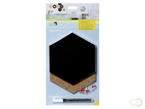 Securit Krijt+ prikbord  Hexagon set 7 stuks zwart + 1 marker