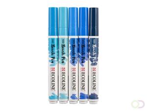 Talens Brushpen  Ecoline set-blauw blister à 5 stuks ass