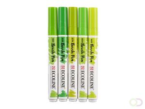 Brushpen Talens Ecoline set-groen blister à 5 stuks ass
