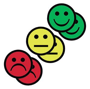 Office Magneet smiley 75mm 2x geel 2x groen 2x rood