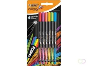 Bic fineliner Intensity, blister met 6 stuks in geassorteerde regenboogkleuren