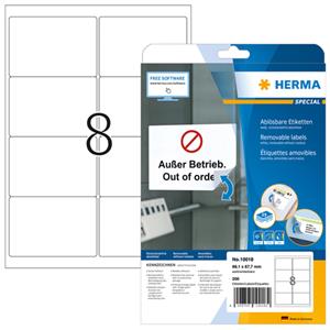 Herma Etiket  10018 99.1x67.7mm verwijderbaar wit 200stuks