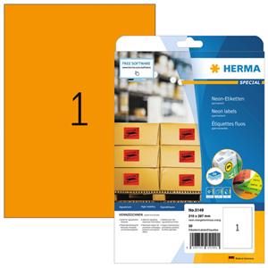 Herma Etiket  5149 210x297mm A4 fluor oranje 20stuks