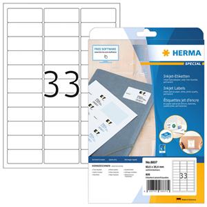 HERMA Inkjet-Etiketten SPECIAL, 63,5 x 25,4 mm, weiß