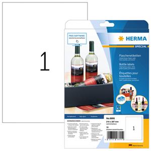 HERMA Flaschen-Etiketten SPECIAL, 210 x 297 mm, weiß