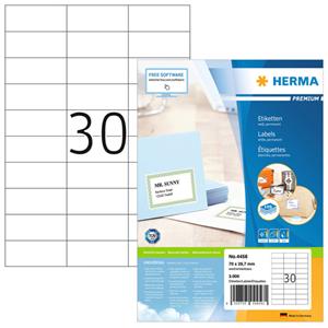 Herma PREMIUM etiketten met rechte hoeken 70x29.7 mm. 4456 (pak 3000 stuks)