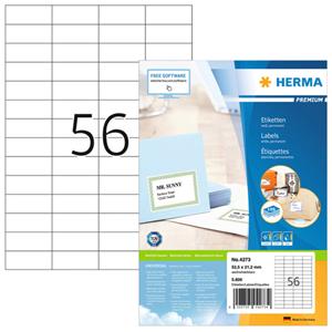 Herma PREMIUM etiketten met rechte hoeken 52.5x21.2 mm. 4273 (pak 5600 stuks)