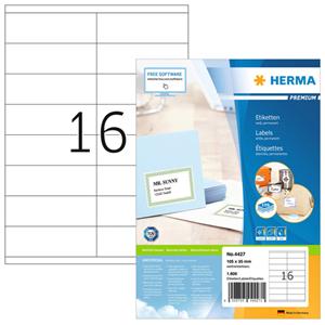 Herma PREMIUM etiketten met rechte hoeken 105x35 mm. 4427 (pak 1600 stuks)