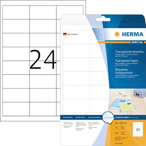 Herma Transparante folie etiketten 66x33.8 mm. 4681 (pak 600 stuks)