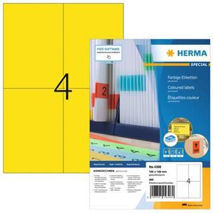 Etiket Herma 4396 105x148mm A6 geel 400stuks