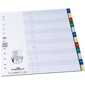 DURABLE Kunststoff-Register, A4, PP, 20-teilig, blanko