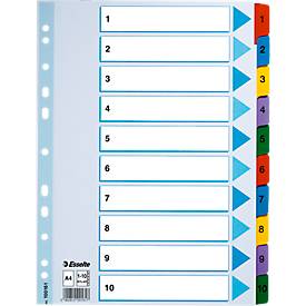 Esselte Kartonregister 100161 1-10 A4 160g farbige Taben 10-teilig