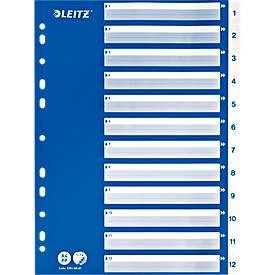 Leitz Register 1-12 m.Deckblatt weiß A4 PP Fenstertabe