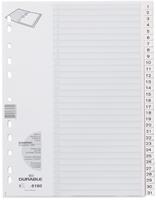 DURABLE kunststof indexbladen, A4 staand, cijfers 1-31, wit