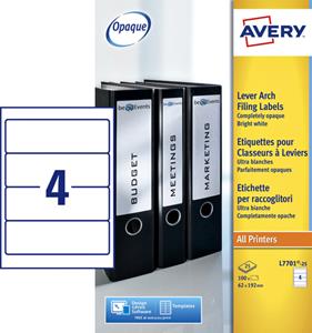 avery Rugetiket  62x192mm zelfklevend breed wit