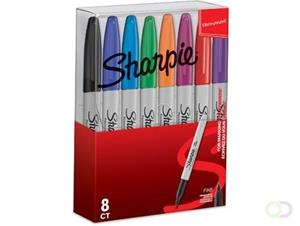 Sharpie permanente marker, fijn, etui van 8 stuks in geassorteerde kleuren