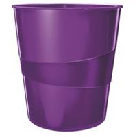 LEITZ Papierkorb WOW, aus Kunststoff, 15 Liter, violett