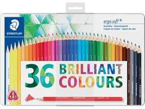 Staedtler kleurpotlood Ergosoft 157, driekantig, doos van 36 stuks in geassorteerde kleuren