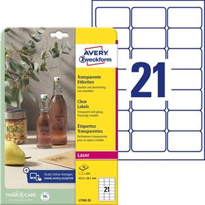 AVERY Avery Zweckform Crystal Clear Etiketten, 63,5 x 38,1 mm