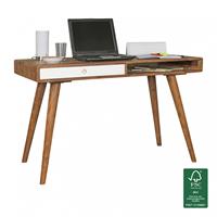 WOHNLING Schreibtisch REPA 120 x 60 x 75 cm Massiv Holz Laptoptisch Sheesham Landhaus Arbeitstisch Bürotisch braun