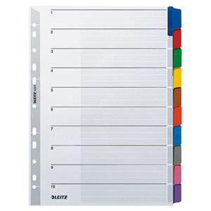 LEITZ Mylarkarton-Register, blanko, A4, 10-teilig, grau