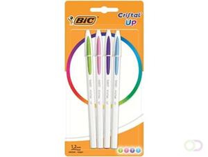 Bic balpen Cristal Up Fun, blister van 4 stuks in geassorteerde kleuren