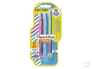 Papermate Paper Mate 4-kleuren balpen Inkjoy Quatro Joie De Vivre, blister 2 + 1 gratis