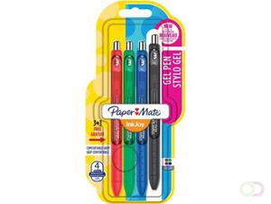 Papermate Paper Mate roller InkJoy Gel, blister 3 + 1 in geassorteerde standaard kleuren