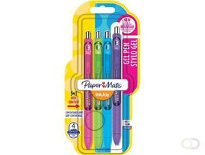 Papermate Paper Mate roller InkJoy Gel, blister 3 + 1 gratis in geassorteerde fun kleuren