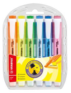 Stabilo markeerstift Swing Cool, plastic etui met 6 stuks in geassorteerde kleuren