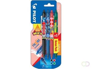 Pilot roller FriXion Clicker Mika, blister van 3+1 stuks in geassorteerde kleuren, groen gratis