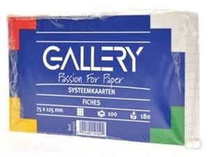 Gallery witte systeemkaarten, ft 7,5 x 12,5 cm, geruit 5 mm, pak van 100 stuks