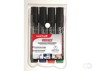 Uni-Ball Uni marker voor flipchart Prockey PM-122, etui met 4 stuks, geassorteerde kleuren