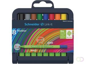 Schneider fineliner Link-it,opstelbaar etui van 8 stuks in geassorteerde kleuren