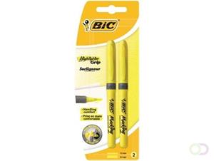 Bic Highlighter Grip Geel Blister (2st)