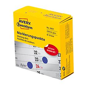 Avery marking dots, diameter 19 mm, rol met 250 stuks, blauw