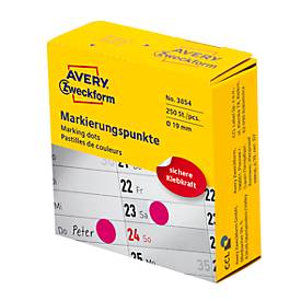 Avery marking dots, diameter 19 mm, rol met 250 stuks, rood