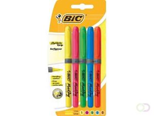 Bic markeerstift Highlighter Grip, blister van 5 stuks in geassorteerde kleuren