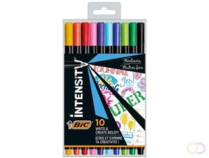 Bic fineliner Intensity, fijn, etui van 10 stuks in geassorteerde kleuren