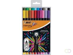 Bic fineliner Intensity, fijn, etui van 20 stuks in geassorteerde kleuren
