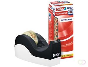 Tesa plakbandafroller Orca, met 8 rollen Tesafilm transparant ft 33 x 19 mm, zwart en wit