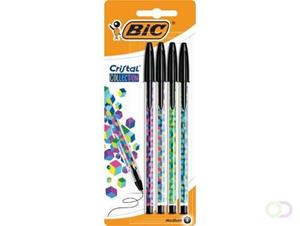 Bic balpen Cristal Collection, blister van 4 stuks, zwart